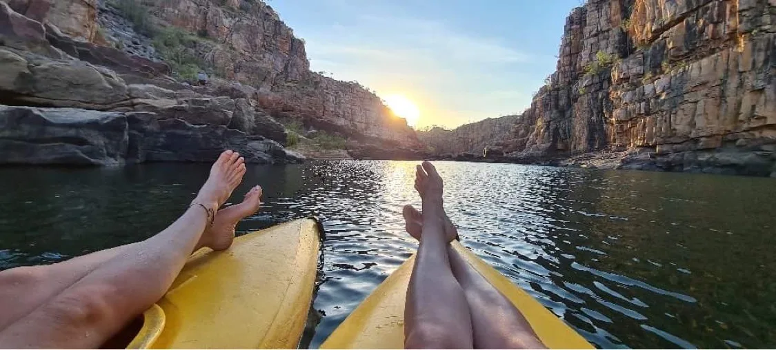 Kayaking through a still gorge