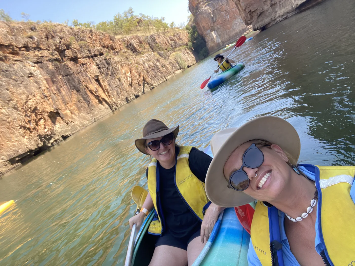 Mel out on the water, mid-laugh