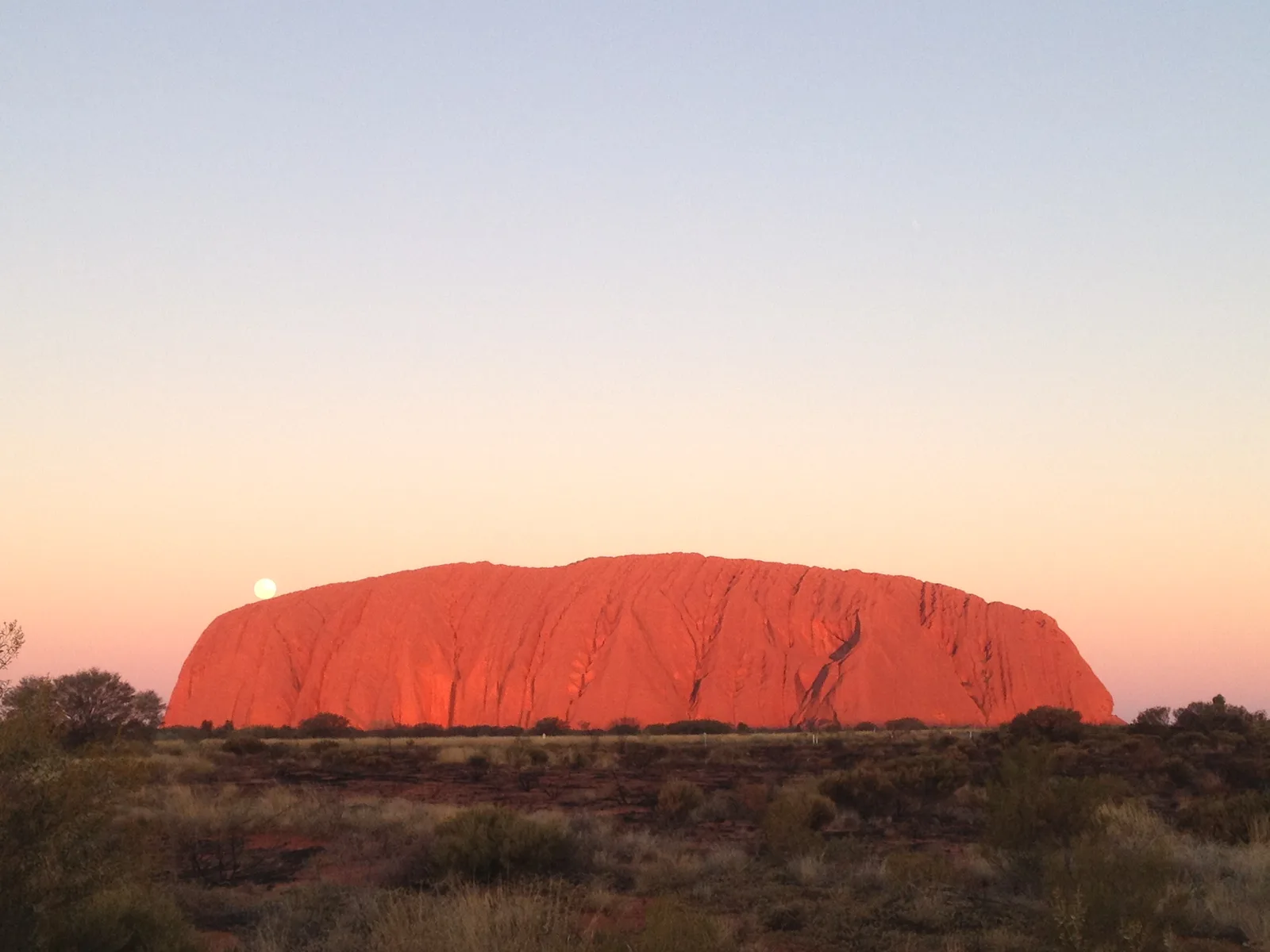 Uluru glowing at dusk